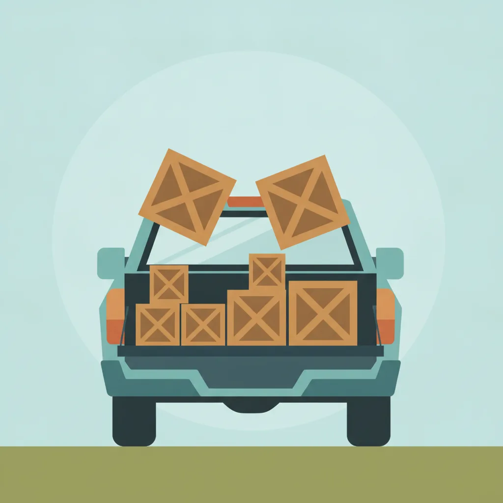 An illustration showing cargo being loaded onto a vehicle to explain how pickup electric trucks impact payload capacity.