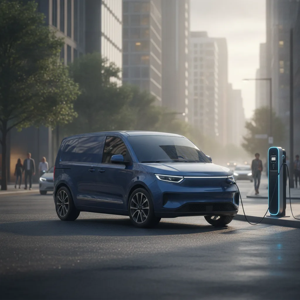 A vehicle parked at a charging point illustrates the operational requirements of pickup electric trucks.